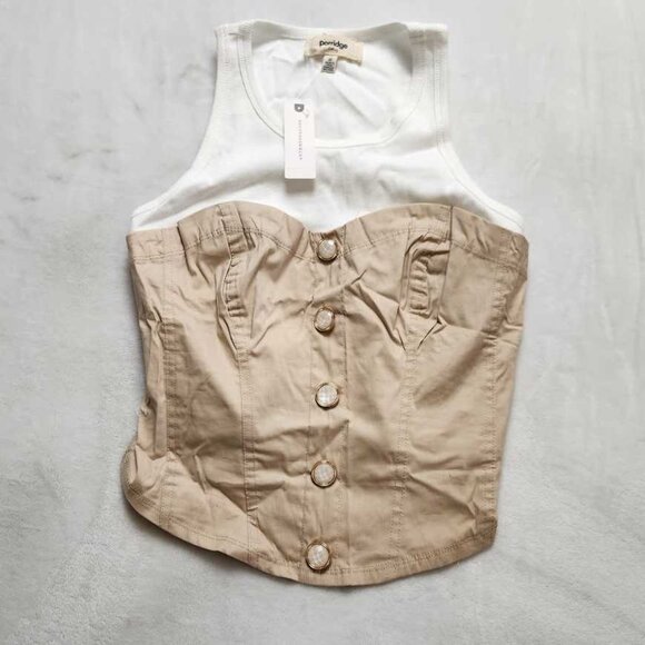 New M Anthropologie x Porridge corset twofer tank top - Picture 4 of 10